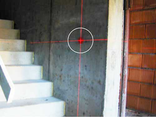 RS11 Level Marker in action. No more pencil marks or nails. These benchmarks are aleady standard on many building sites and are increasingly specified by architects.